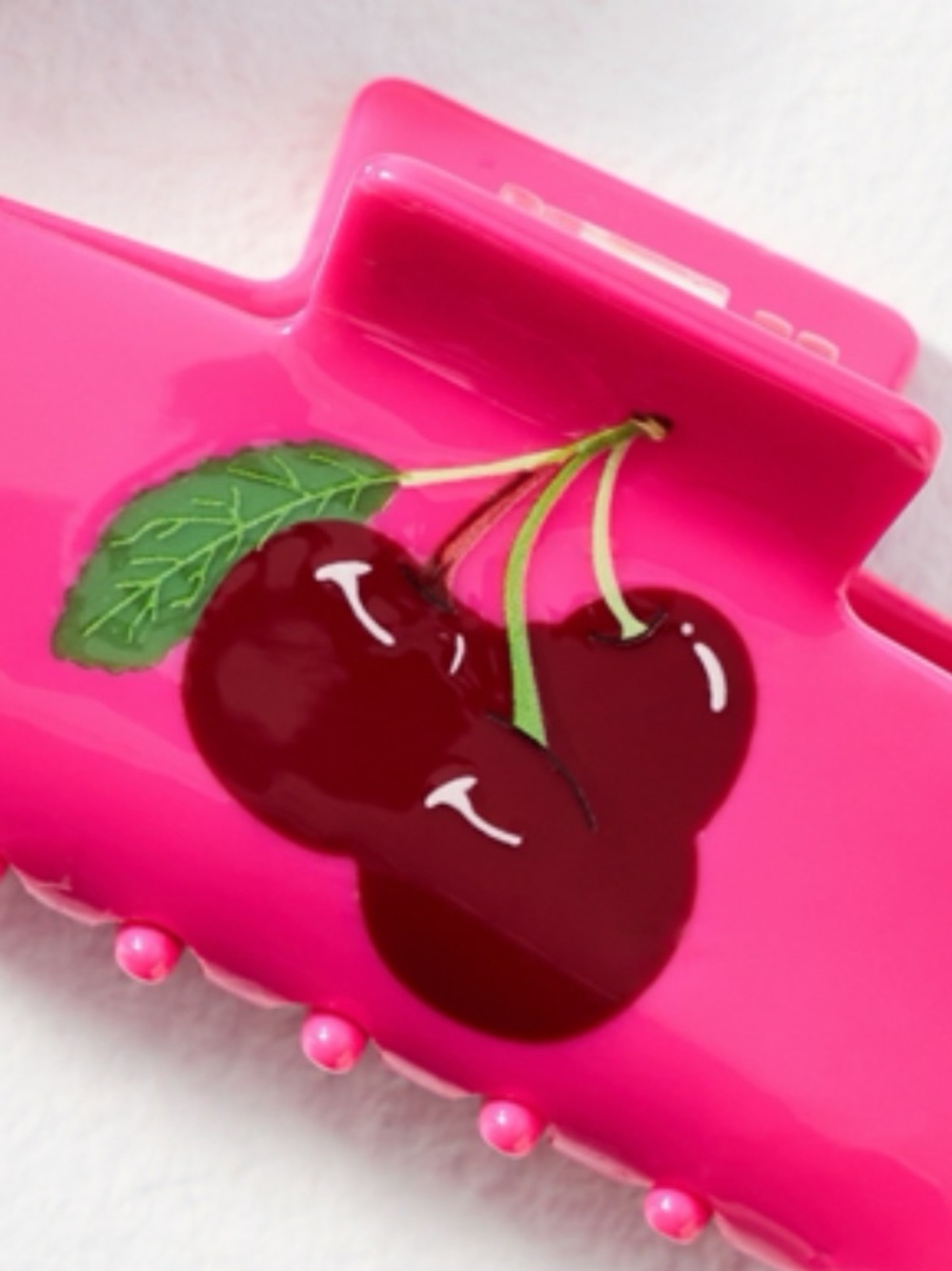 Anthropologie Fruit Icon Cherry Hair Claw Clip in Pink & Red New